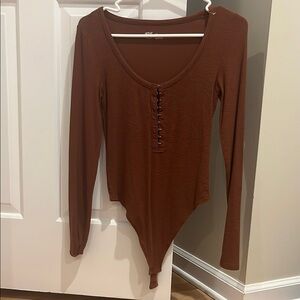 Brown Long Sleeve Bodysuit